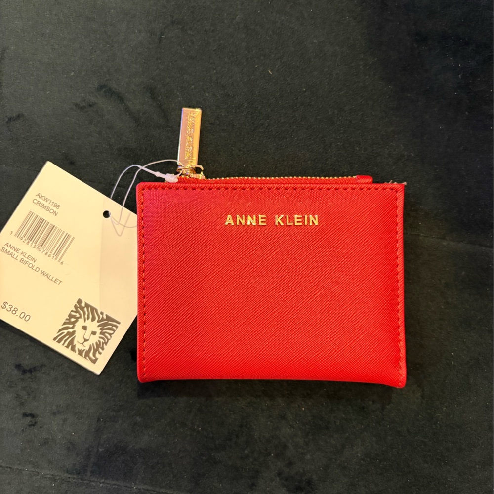 Anne Klein Red Wallet with Gold Zipper
